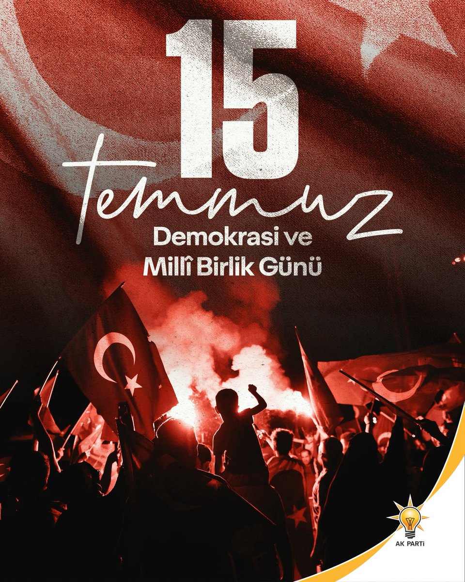 15 Temmuz, bir milletin yeniden dirilişidir!
Milletimizin iradesine, demokrasimize ve istikbalimize sahip çıktığı bu kutlu günde;
şehitlerimizi rahmetle, gazilerimizi minnetle anıyoruz.

Bu destanı UNUTMADIK, UNUTTURMAYACAĞIZ! 

#15Temmuz
#Demokrasi
#MilliBirlikGünü