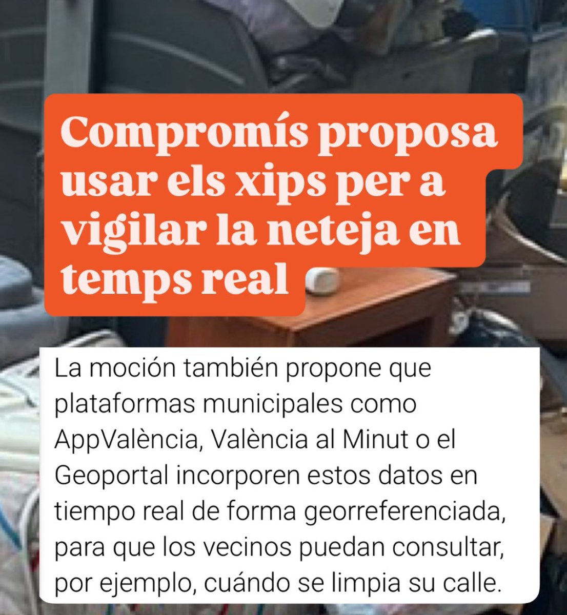👉 Controlar la neteja dels barris de València i fer-ho en temps real. 

Reclamem a Català recuperar el projecte #SmartCity del govern progressista per  vigilar les contractes i publicar quan s’ha netejat cada carrer i quan es tornarà a netejar. 

valenciaplaza.com/valenciaplaza/…