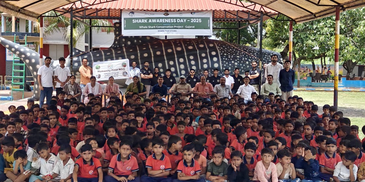 wti_org_india's tweet image. WTI’s Pan-India Whale Shark Conservation Project marked #WorldSharkAwarenessDay (14 July) with sensitisation programs for students of Holy Family School #Ernakulam & Dhamlej School #Gujarat—celebrating #WhaleShark conservation through art, film screenings & expert talks.