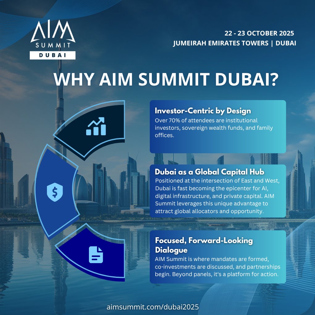 AIM Summit (@aim_summit) on Twitter photo This October at AIM Summit Dubai Edition 2025, access the conversations, capital, and connections defining the future of alternative investments.
🗓️22 –23 October 2025 | Jumeirah Emirates Towers, Dubai
Apply to attends: aimsummit.com/5VD7eD #AIMSummit #AIinvesting #Dubai2025 This October at AIM Summit Dubai Edition 2025, access the conversations, capital, and connections defining the future of alternative investments.
🗓️22 –23 October 2025 | Jumeirah Emirates Towers, Dubai
Apply to attends: aimsummit.com/5VD7eD #AIMSummit #AIinvesting #Dubai2025