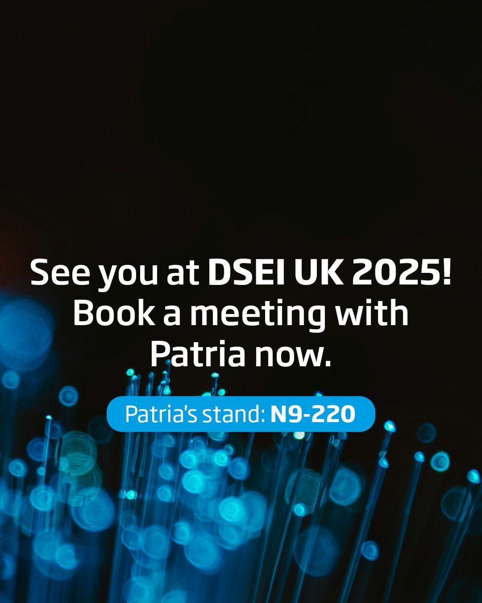 group_patria's tweet photo. Swipe to discover Patria's Sustainment Solutions at DSEI UK 2025! 🇬🇧💫
Patria will be showcasing its Patria OPTIME, powered by ILIAS defence platform, as well as Patria training products and services.

🔗 Read more: https://t.co/hzMipFI3PM https://t.co/y7dooulqCn