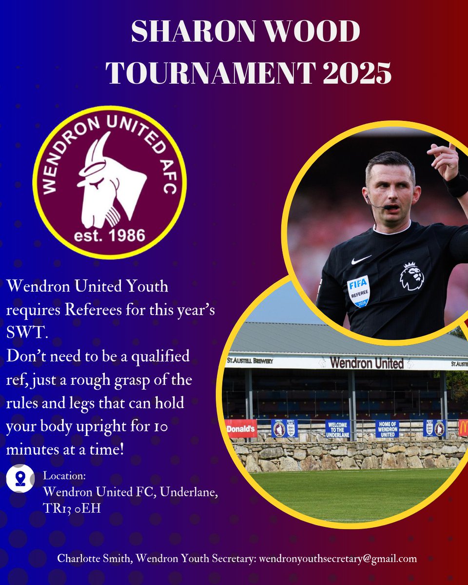 Can you help our Youth section out this Sunday? 

<a href="/WendronUtdAFC/">Wendron United AFC</a> <a href="/wendroncc/">Wendron CC</a>