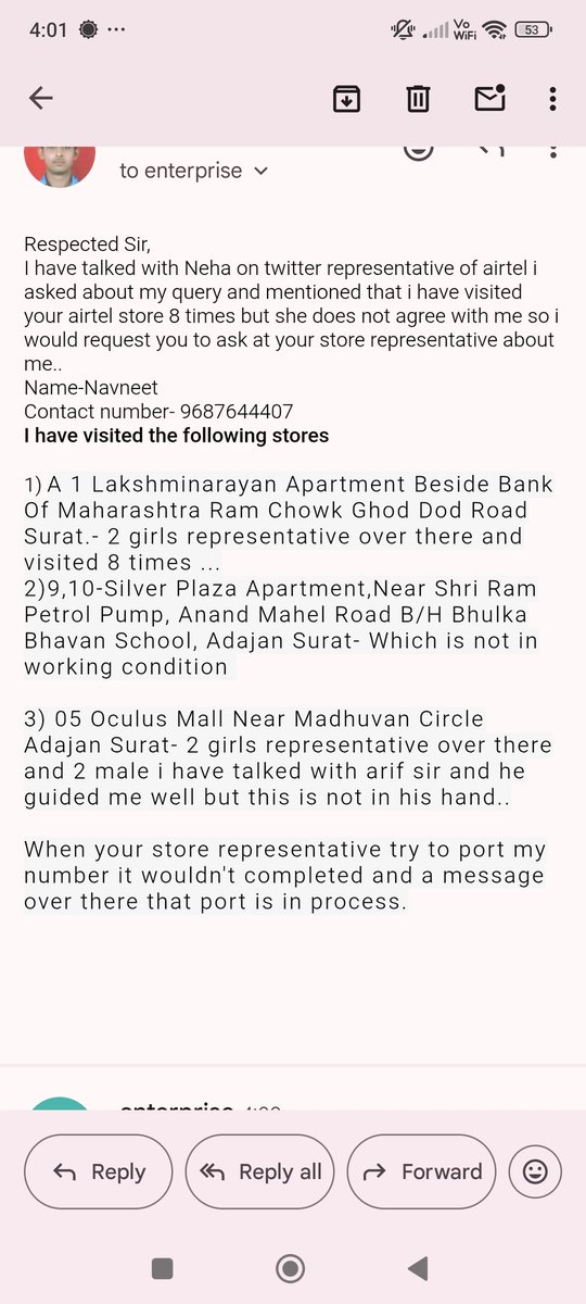NavneetSSinha's tweet photo. @Airtel_Presence Neha you asked me to check whether I have visited the official store or not?
We are so aware that we can identify official or non official store ...
I am not going to elaborate this matter just solve it as fast as possible ..
How much Store I have visited that list Also attached https://t.co/Bk1F1XGpyI
