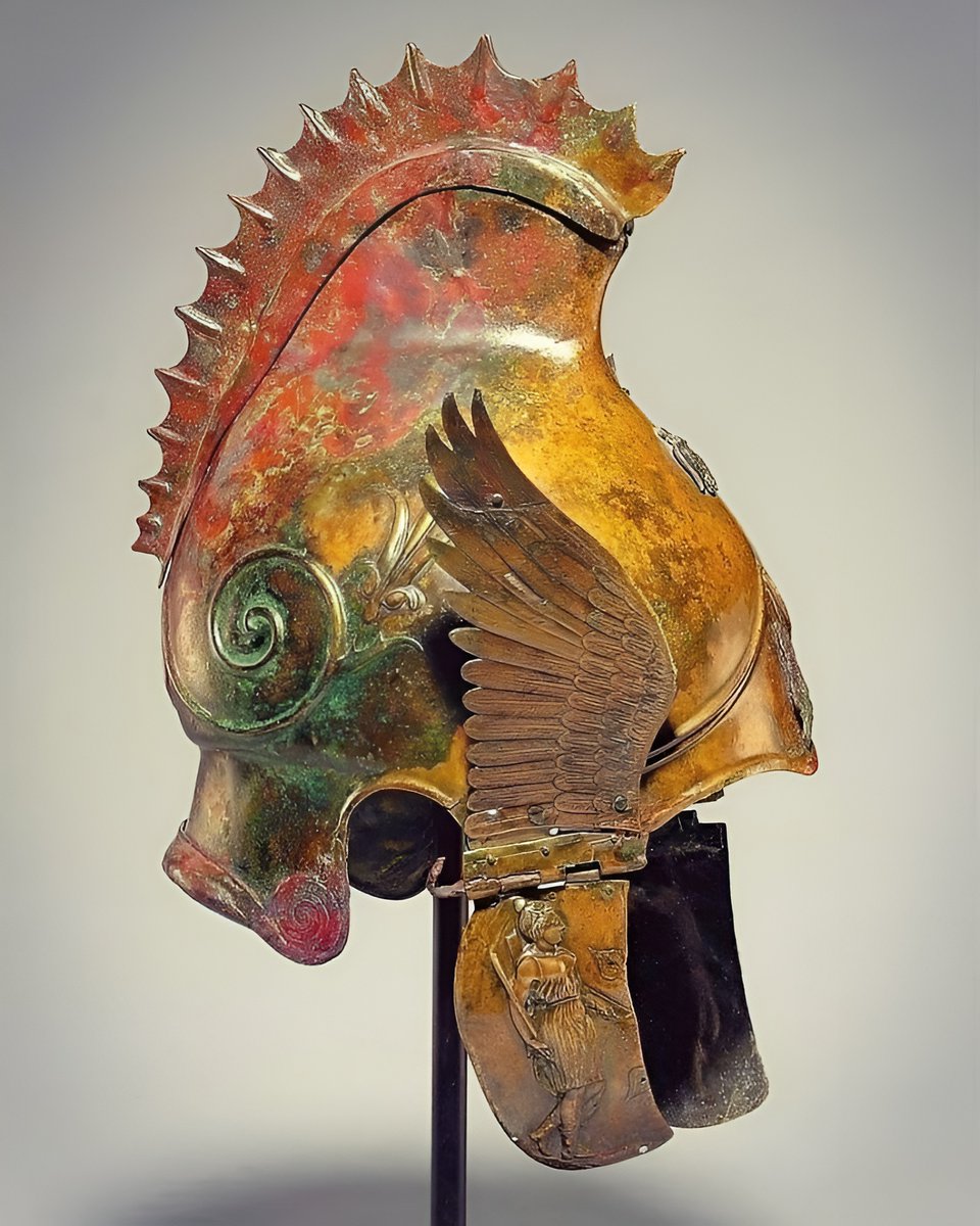 occult__culture's tweet image. Bronze Winged Helmet of Phrygian-Chalcidian design, 4th century BC