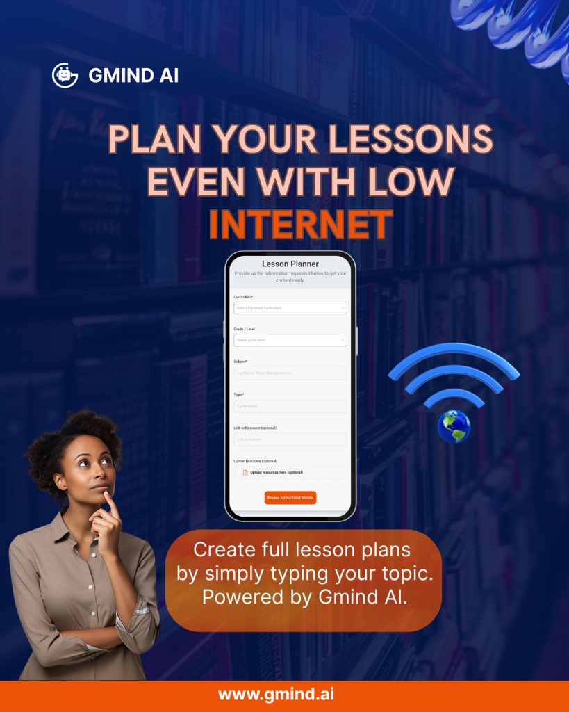 gmindai's tweet image. No strong network? No problem.
Gmind lets you plan your lessons — even in low bandwidth areas.
Smart, reliable, and built for every classroom.
🧠📶
👉🏽 Start teaching smarter today: [insert link]

#EdTech #SmartTeaching #AIinEducation #GmindAI #LessonPlanner #TeachersOfTwitter