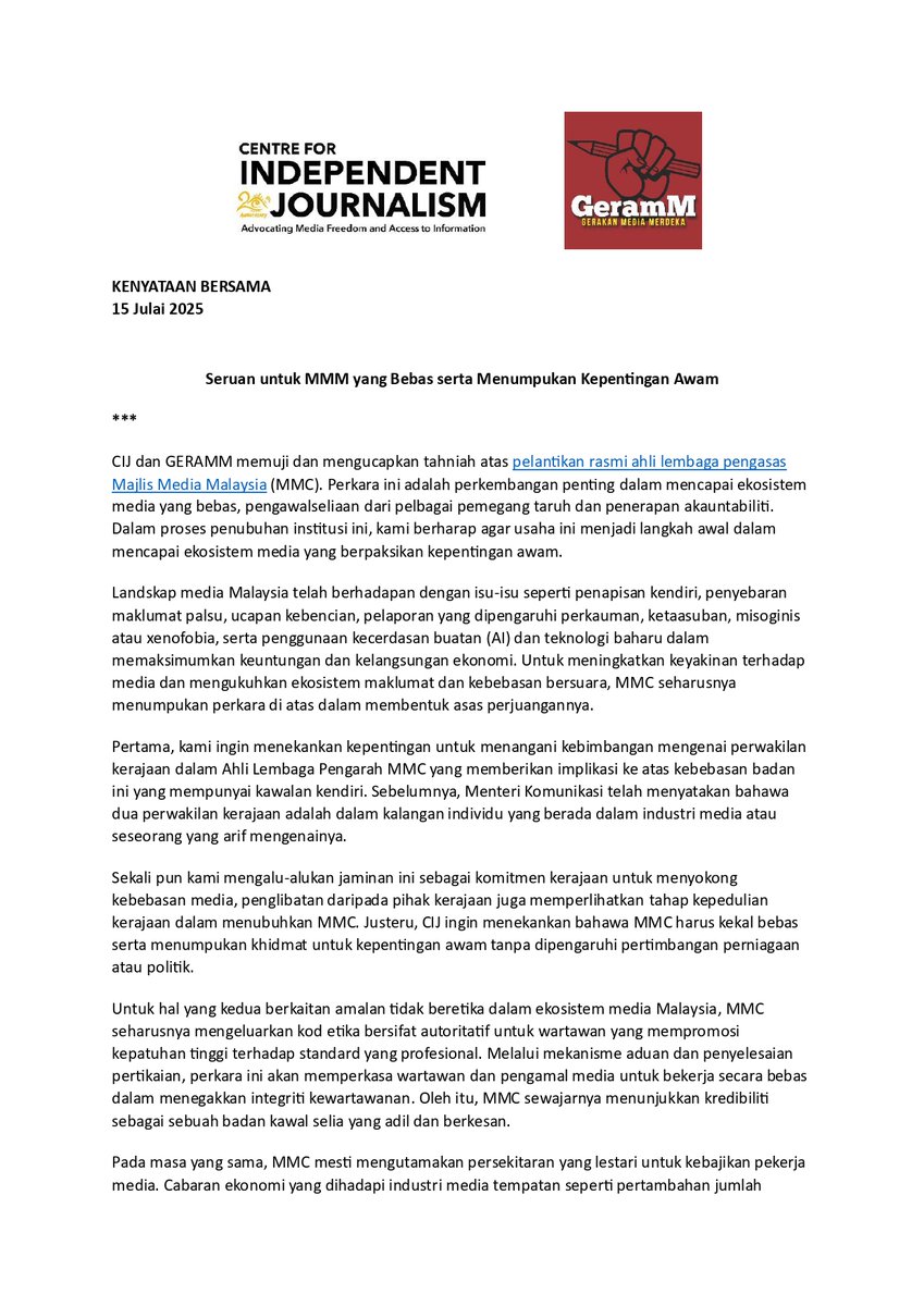 Centre for Independent Journalism tweet media