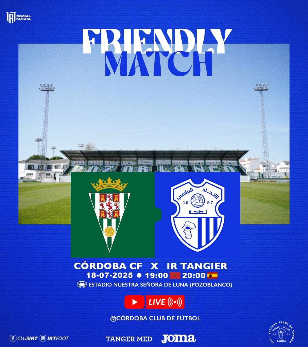 📺 El #CórdobaTangier se emitirá en directo en el canal de YouTube del <a href="/CordobaCF_ofi/">Córdoba CF</a>, tal y como informa el club rival. 

#CCF #CórdobaCF #pretemporadaCCF #VolveremosCCF #SigamosCreciendoJuntos