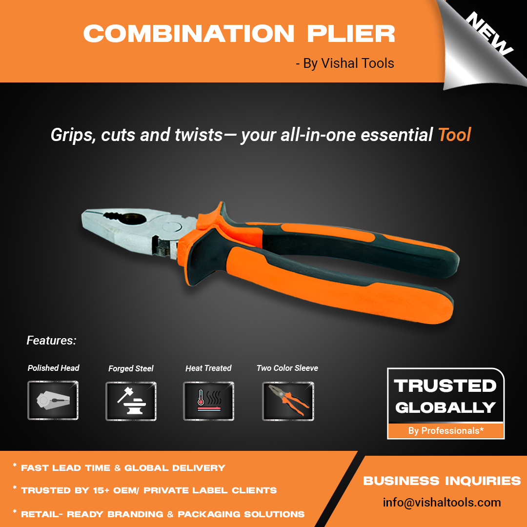 Vishal_Tools_B9's tweet photo. Combination Plier by Vishal Tools

Grips. Cuts. Twists. Your all-in-one essential hand tool — built with forged steel and heat-treated for strength.

Trusted by 15+ OEM/private label clients worldwide.

#HandTools #Manufacturing #VishalTools #OEMTools #lithuania #bulgaria #serbia https://t.co/shmUK90KDP