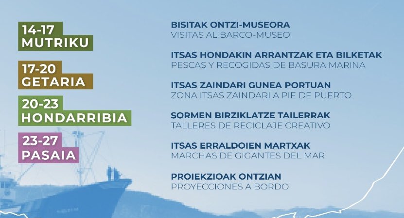 De la mano del departamento de <a href="/OrainIngurumena/">Gipuzkoa Ingurumena</a> llega el <a href="/MaterMuseoa/">🌈 MATER Museo Ekoaktiboa ⚓️ MATER Museo Ecoactivo</a> y la campaña Zero Zabor Uretan a Gipuzkoa, con una amplia programación de visitas guiadas, marcha de gigantes, pesca de basuras marinas y microplásticos, talleres creativos de reciclado...
Anímate y participa
