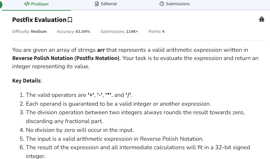 Sheetal Bajaj (@sheetal_11) on Twitter photo 🚀Day 106 of #gfg160 Challenge!
Solving problems from the GfG 160 Series !
🛠Solved Problem: "Postfix Evaluation".
Excited to continue this journey ➿🤞
<a href="/geeksforgeeks/">GeeksforGeeks</a>
#geekstreak2025 🚀Day 106 of #gfg160 Challenge!
Solving problems from the GfG 160 Series !
🛠Solved Problem: "Postfix Evaluation".
Excited to continue this journey ➿🤞
<a href="/geeksforgeeks/">GeeksforGeeks</a>
#geekstreak2025