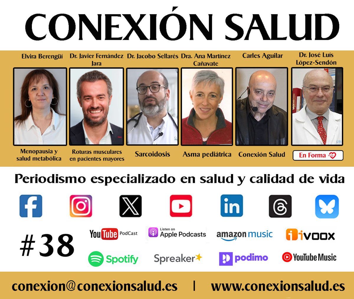 Carles Aguilar - Periodista Audiovisual (@conexionsaludca) on Twitter photo Episodio #38 - #CONEXIÓNSALUD
👉bit.ly/3Gt9fXF 👈
➡️ SPOTYFY: bit.ly/3TZ4fOd
➡️APPLE PODCAST: bit.ly/3TXmmE8
<a href="/pronokal/">PronoKal España</a>
<a href="/SERAM_RX/">SERAM - Sociedad Española de Radiología Médica</a>
<a href="/SeparRespira/">SeparRespira</a>
<a href="/SEICAP/">SEICAP</a>
#JoséLuísLópezSendón
#CarlesAguilar
conexionsalud.es Episodio #38 - #CONEXIÓNSALUD
👉bit.ly/3Gt9fXF 👈
➡️ SPOTYFY: bit.ly/3TZ4fOd
➡️APPLE PODCAST: bit.ly/3TXmmE8
<a href="/pronokal/">PronoKal España</a>
<a href="/SERAM_RX/">SERAM - Sociedad Española de Radiología Médica</a>
<a href="/SeparRespira/">SeparRespira</a>
<a href="/SEICAP/">SEICAP</a>
#JoséLuísLópezSendón
#CarlesAguilar
conexionsalud.es
