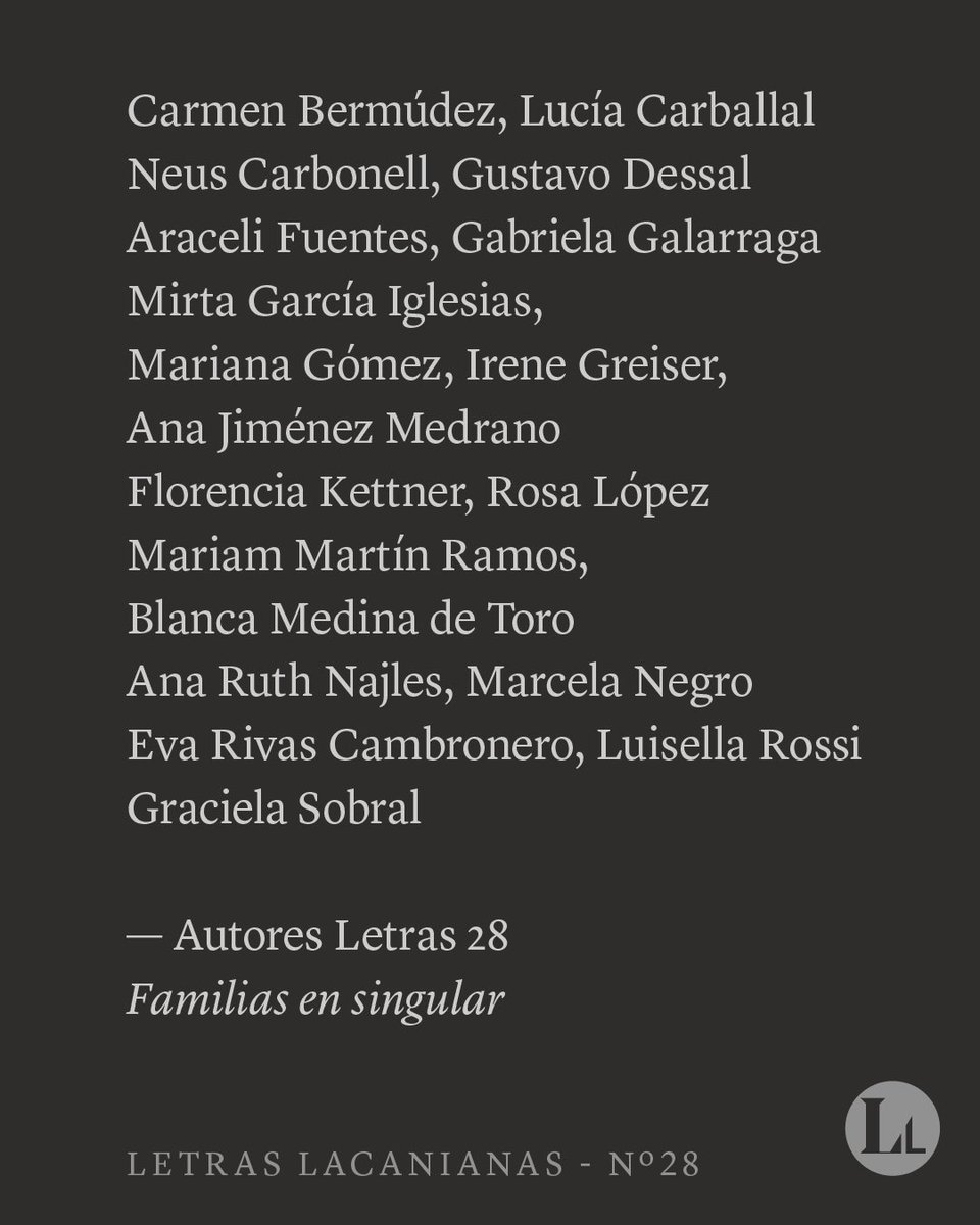 LetrasLacan's tweet photo. 🗣️ Tenemos el placer de comunicaros que ya está disponible Letras Lacanianas nº 28  “Familias en singular”.
Nuestros suscriptores de la versión digital ya pueden acceder a ella. La distribución en papel se realizará tras la vuelta de las vacaciones veraniegas #lacan #letras https://t.co/wNWlDIkX8E