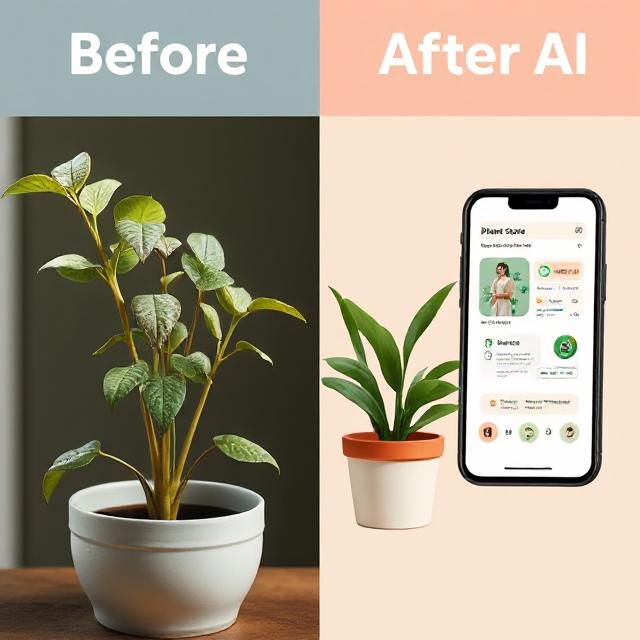 10turtle_com's tweet photo. Before AI: Just hoping your plant survives.
After AI: Your personal plant care assistant in your pocket! 🌱📱
AI is transforming plant parenting from basic watering reminders to expert care tips.

#AI #PlantCare #SmartGardening #AIinDailyLife #10TurtleAI #TechForNature