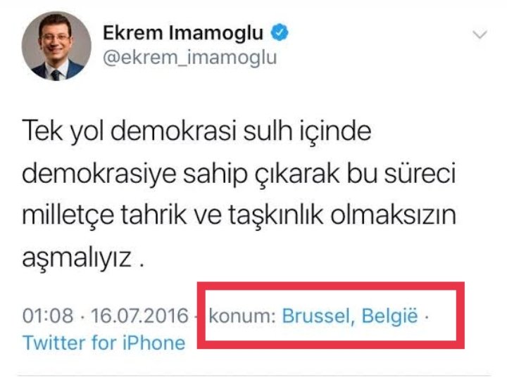 Tesadüf o ki, adam 15 Temmuz da Brüksel'deymiş.