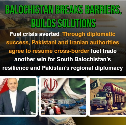 ArbishSidiqui's tweet image. Balochistan Breaks Barriers, Builds Solutions
Fuel crisis averted! Through diplomatic success, Pakistani and Iranian authorities agree to resume 
#BalochistanGateway
#RegionalConnectivity
#FuelTrade
#StrategicBalochistan

@iampm999