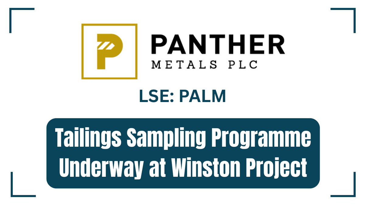 InvestorNews (@in8news) on Twitter photo Panther Metals PLC: Tailings Sampling Programme Underway at Winston Project bit.ly/4nQeKR0
#Zinc #Copper #Silver #Gold <a href="/PantherMetals/">Panther Metals Plc</a> $PALM.L Panther Metals PLC: Tailings Sampling Programme Underway at Winston Project bit.ly/4nQeKR0
#Zinc #Copper #Silver #Gold <a href="/PantherMetals/">Panther Metals Plc</a> $PALM.L