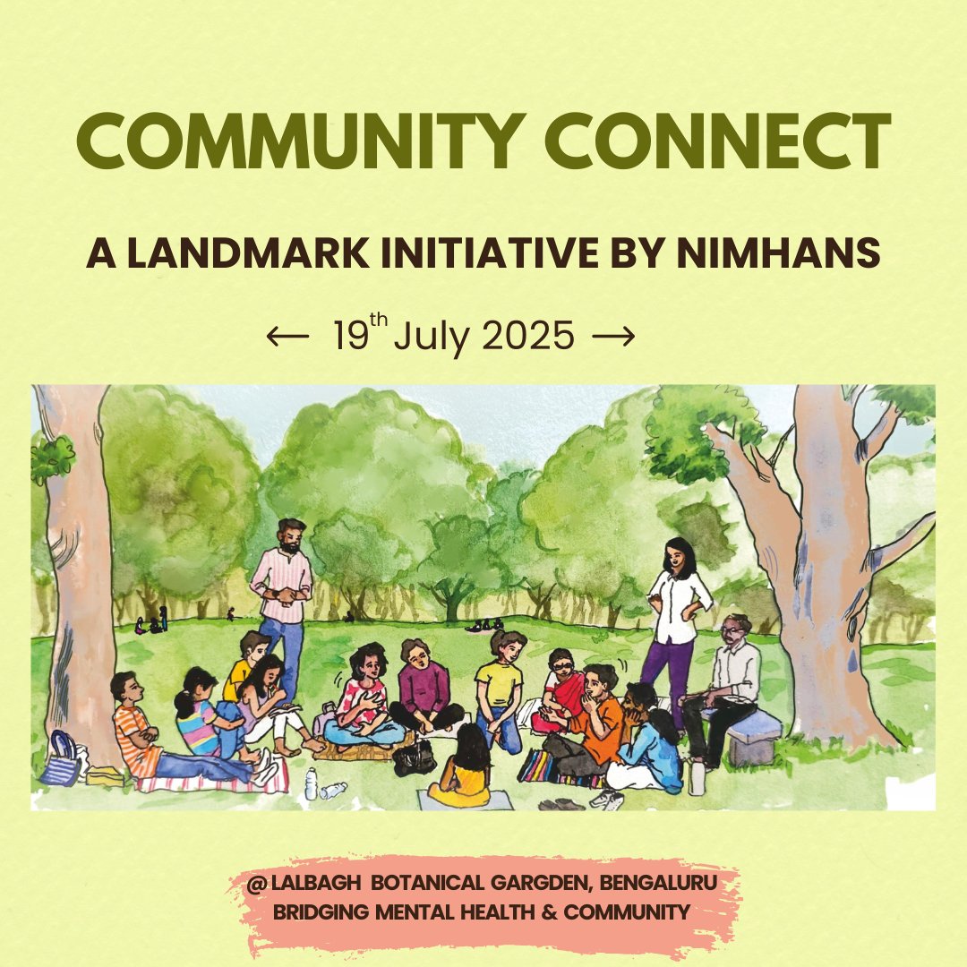 NIMHANS_BLR's tweet image. Community Connect by NIMHANS and Dept of Horticulture, Govt of Karnataka is a unique meet-up at Lalbagh, led by Dr. Pratima Murthy, where mental health experts and the public engage in open conversations to promote healing and community well-being.
#CommunityConnect
#MentalHealtH
