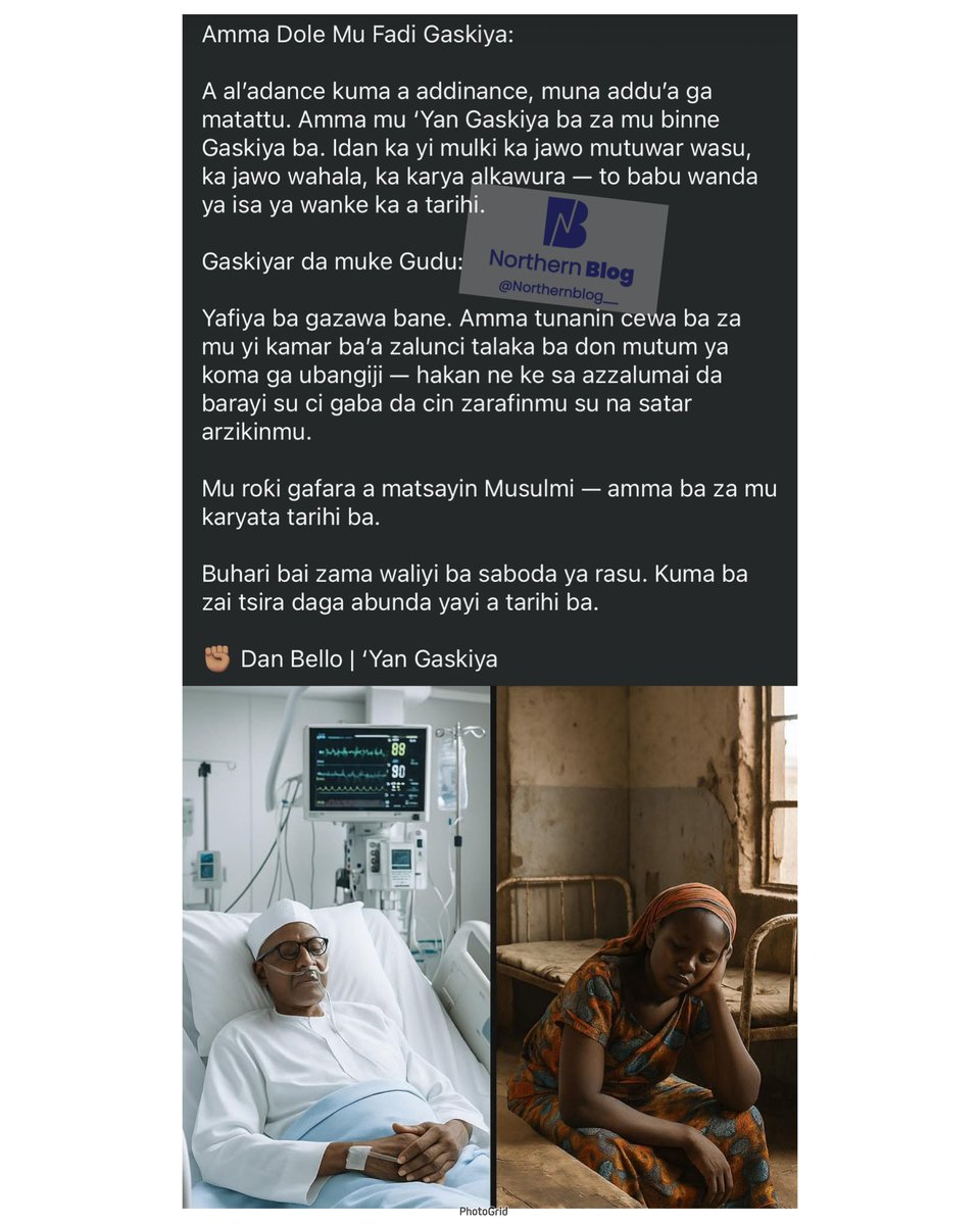 northern_blog's tweet image. The words of Dan Bello about Buhari’s death