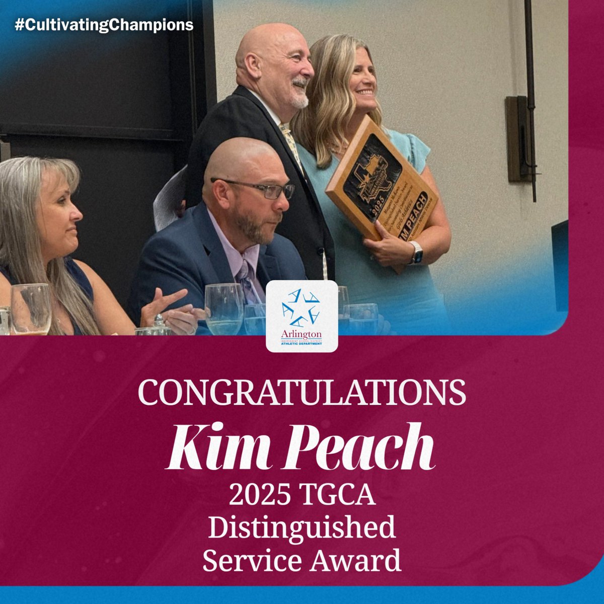 Arlington ISD Athletics (@aisd_ath) on Twitter photo Congratulations to Arlington ISD Assistant Athletic Director Kim Peach! She was awarded the TGCA Distinguished Service Award! <a href="/ArlingtonISD/">Arlington ISD</a> Congratulations to Arlington ISD Assistant Athletic Director Kim Peach! She was awarded the TGCA Distinguished Service Award! <a href="/ArlingtonISD/">Arlington ISD</a>