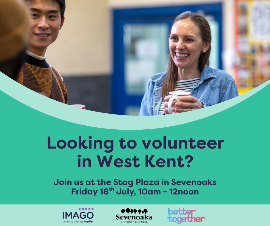 Sevenoaks District Council (@sdc_newsdesk) on Twitter photo If youâd like to find out more about volunteering in the #Sevenoaks District, visit the #FREE <a href="/imagocommunity/">Imago Community</a>'s Volunteer Fair at The Plaza in <a href="/StagSevenoaks/">The Stag Sevenoaks</a> tomorrow (18 July), 10am-12pm.
Theyâll be lots of info about local volunteer opportunities & more
imago.community/get-involved/s⌠If youâd like to find out more about volunteering in the #Sevenoaks District, visit the #FREE <a href="/imagocommunity/">Imago Community</a>'s Volunteer Fair at The Plaza in <a href="/StagSevenoaks/">The Stag Sevenoaks</a> tomorrow (18 July), 10am-12pm.
Theyâll be lots of info about local volunteer opportunities & more
imago.community/get-involved/sâŚ