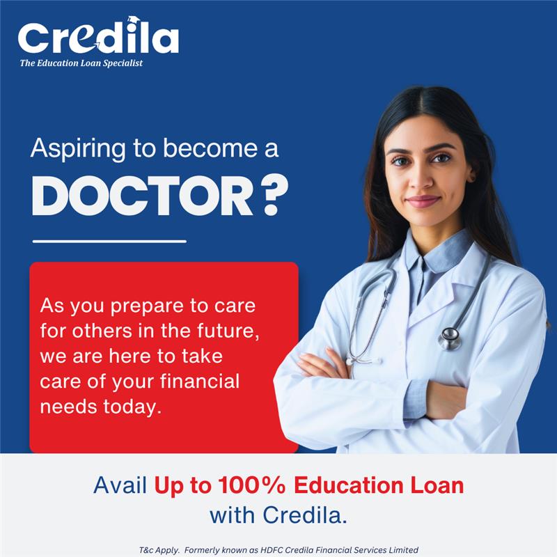 CredilaFinserv's tweet image. Becoming a doctor isn’t just a career, it’s a calling! 

At Credila, our MBBS education loans are designed to ease financial stress, so you can focus on your dream.

Apply now at credila.com and fund your journey in medicine! 

*T&amp;amp;C apply

#FutureDoctor #MBBS #Loan