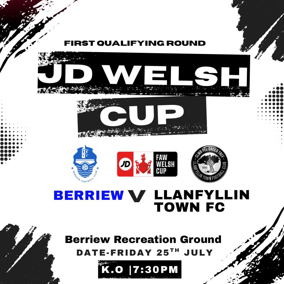 Our first qualifying round Welsh Cup tie has been confirmed for Friday, 25th July with a 7:30 p.m kick-off.

#JDWelshCup 
#LTFC