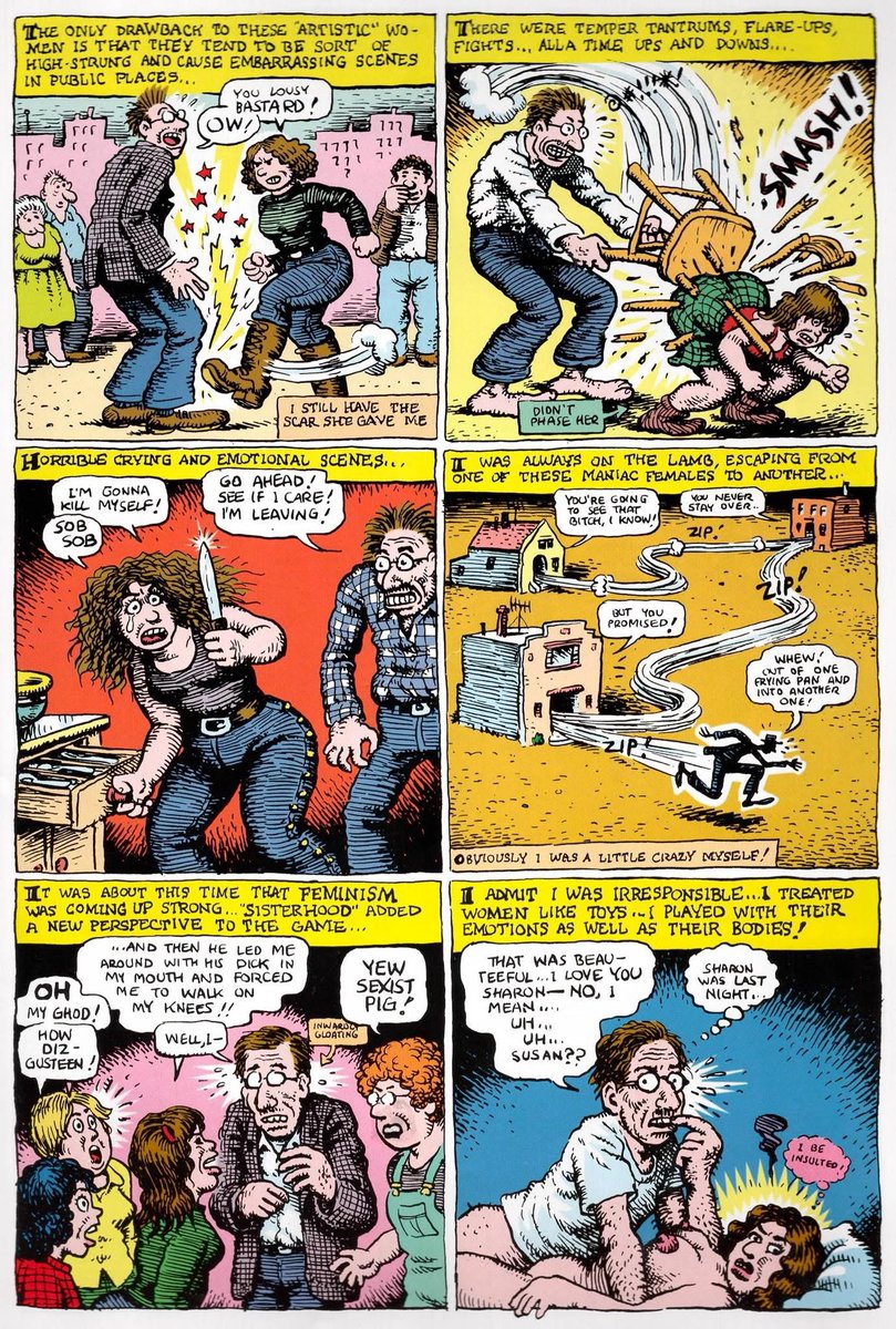 The more I learn about Robert crumbs life in the 60s the less I can relate to him, I don’t think I could sleep around and talk with multiple women without feeling immense guilt