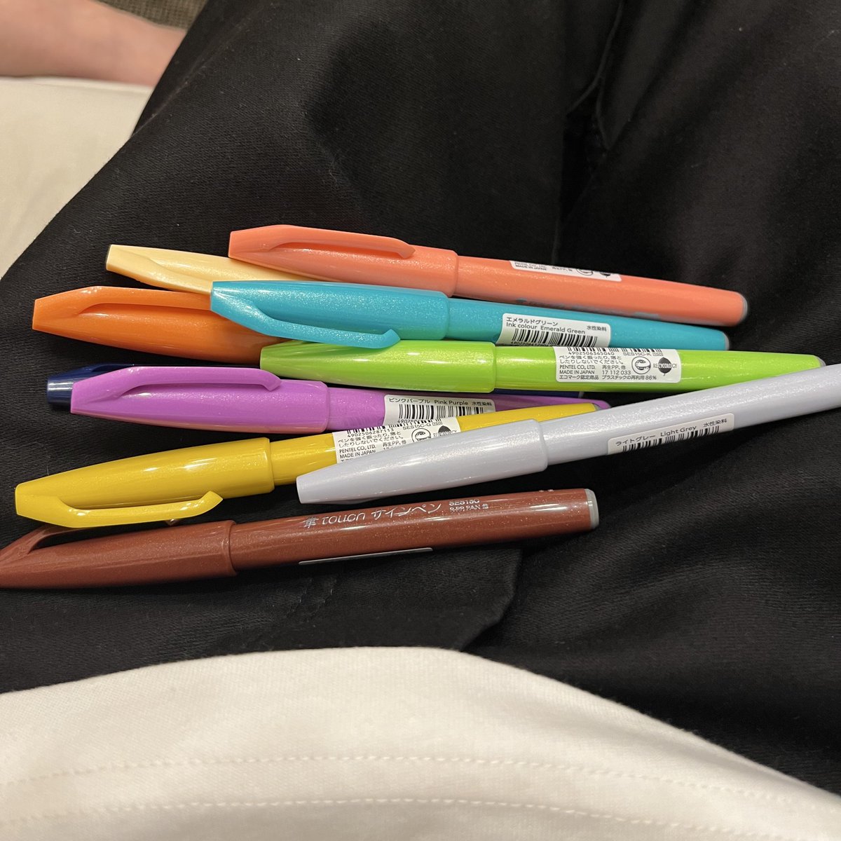 tTFeV7Kb3b81768's tweet image. 買ってきたマーカーペンはこんな見た目をしていてとても可愛いのです。おもちゃみたい。
色もこんなにあったので色んなキャラクターが描けるのではないでしょうかね。
とはいえ私は平光ひなたちゃん/キュアスパークルちゃんが描ければそれで良しなので10本くらいしか買いませんでした😉