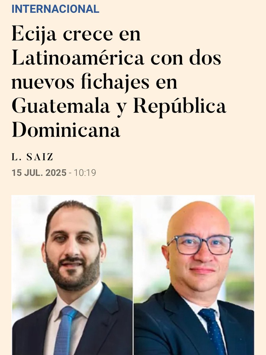 📣 Talent | Seguimos creciendo en LATAM con foco en economía digital.
Damos la bienvenida a Félix Miguel Jáquez (Rep. Dominicana) y Edvin Montoya (Guatemala) como nuevos socios.
🔹 Félix: referente en telecomunicaciones y TIC
🔹 Edvin: experto en civil, mercantil y arbitraje int