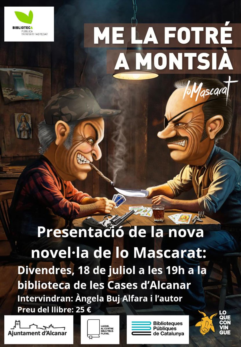 📚 Presentació de 'Me la fotré a Montsià' de Lo Mascarat
📅 Divendres dia 18 de juliol
🕔 A les 19h
📍A la biblioteca de Les Cases