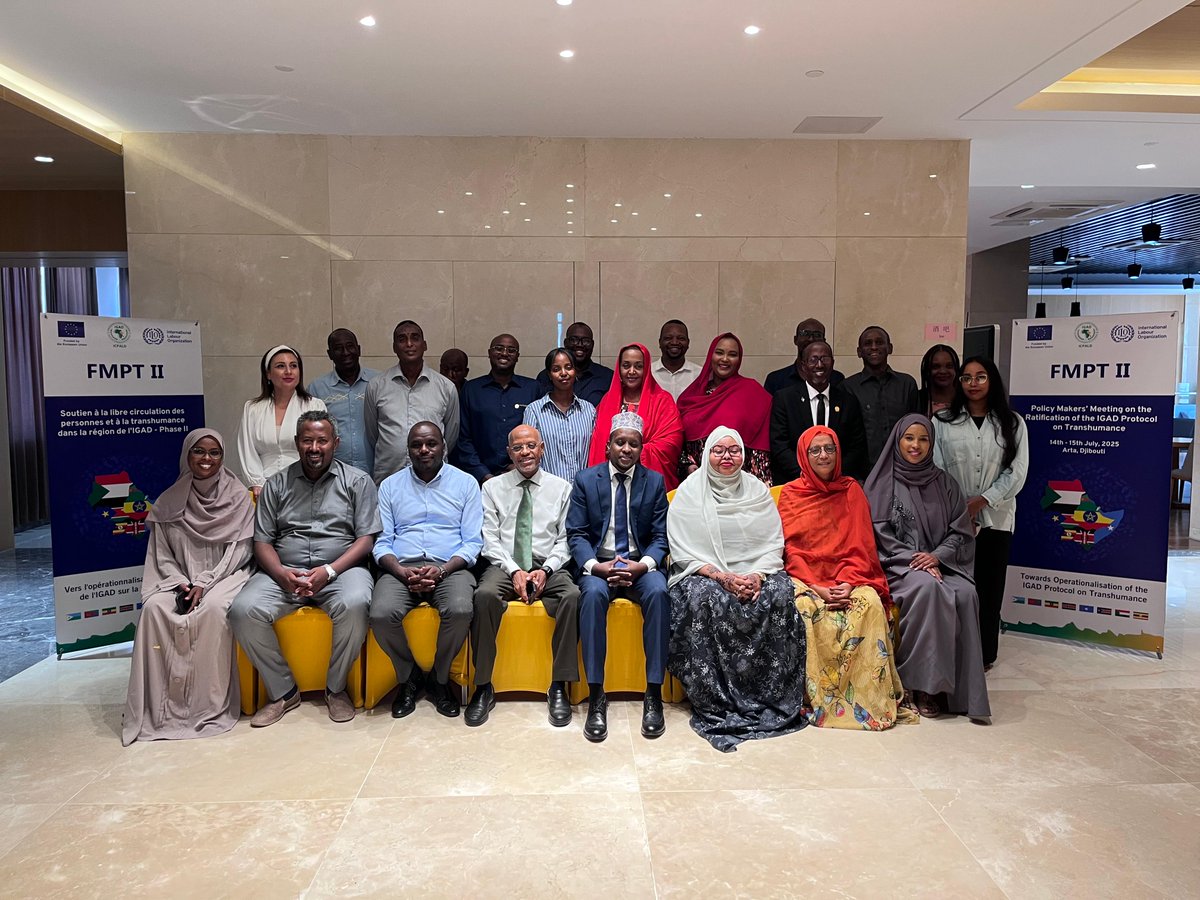 UEaDjibouti's tweet image. Productive exchanges with Djiboutian counterparts to advance the ratification of the IGAD Protocol on Transhumance.
@UEaDjibouti, @ILO & @IGAD_ICPALD working together to promote safe, regulated cross-border mobility in the Horn of Africa #Transhumance #RegionalIntegration