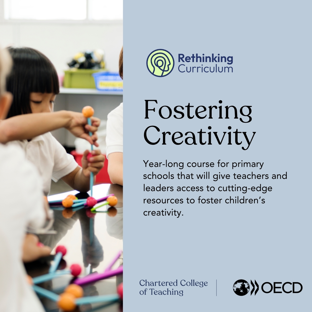 CharteredColl's tweet image. 🎨 Rethinking Curriculum - Fostering Creativity 🌍
FREE year-long course for primary teachers & leaders!
✨ Integrate creativity into planning & assessment
✨ Access OECD resources
🏫 Apply as individual school OR a group of schoolshttps://chartered.pulse.ly/dj6eiztbqm