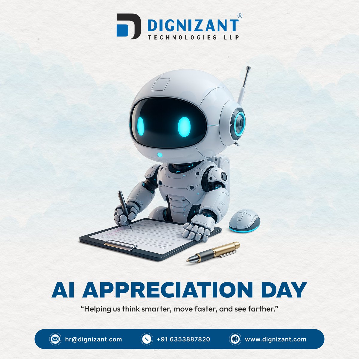 Dignizant Technologies (@dignizant) on Twitter photo ๐ ๐๐ ๐๐ฝ๐ฝ๐ฟ๐ฒ๐ฐ๐ถ๐ฎ๐๐ถ๐ผ๐ป ๐๐ฎ๐ ๐ค
Celebrating Artificial Intelligence today powering innovation, improving lives, and inspiring a smarter, ethical future. ๐ก๐ค๐
#AIAppreciationDay #ArtificialIntelligence #AIForGood #EthicalAI #HumanCenteredAI #DignizantFamily ๐ ๐๐ ๐๐ฝ๐ฝ๐ฟ๐ฒ๐ฐ๐ถ๐ฎ๐๐ถ๐ผ๐ป ๐๐ฎ๐ ๐ค
Celebrating Artificial Intelligence today powering innovation, improving lives, and inspiring a smarter, ethical future. ๐ก๐ค๐
#AIAppreciationDay #ArtificialIntelligence #AIForGood #EthicalAI #HumanCenteredAI #DignizantFamily