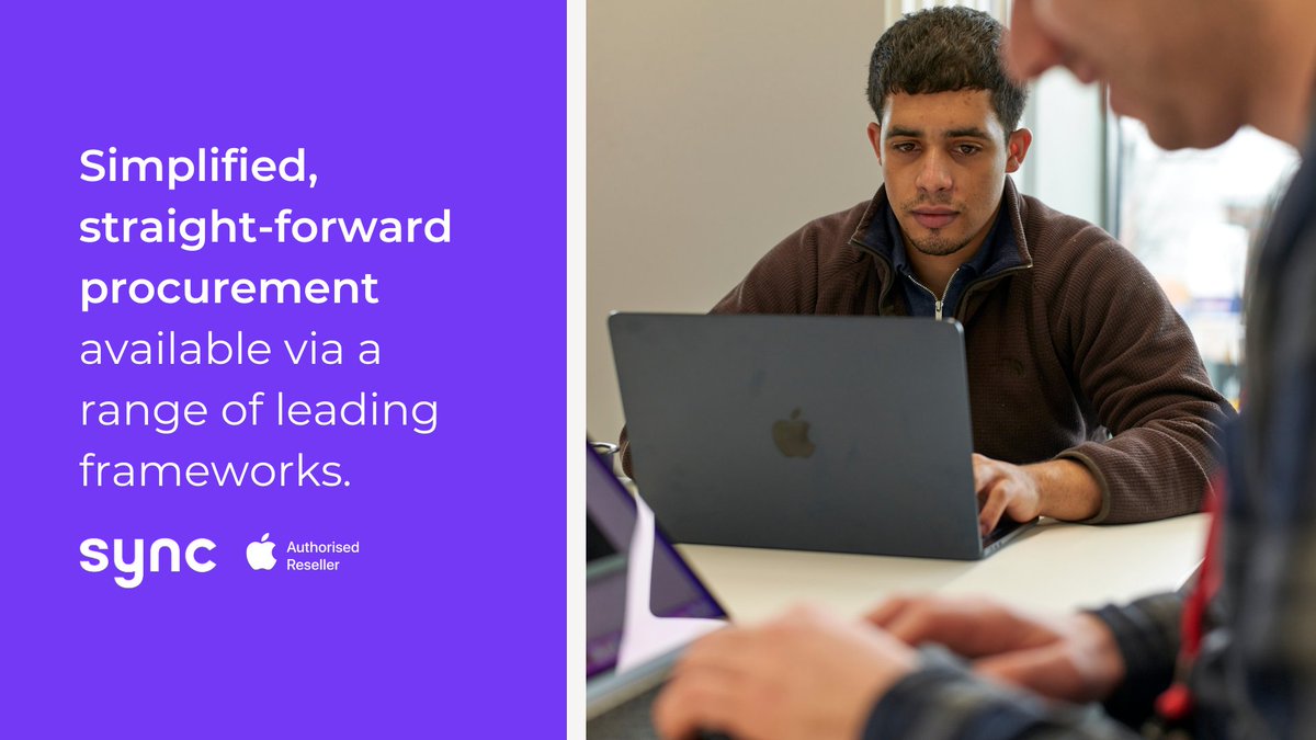 Procurement made simple. ✅

Whether you're a school, academy, university, or public sector organisation, purchasing Apple technology is straightforward when you buy through frameworks.

Explore the range of frameworks today: wearesync.co.uk/frameworks/