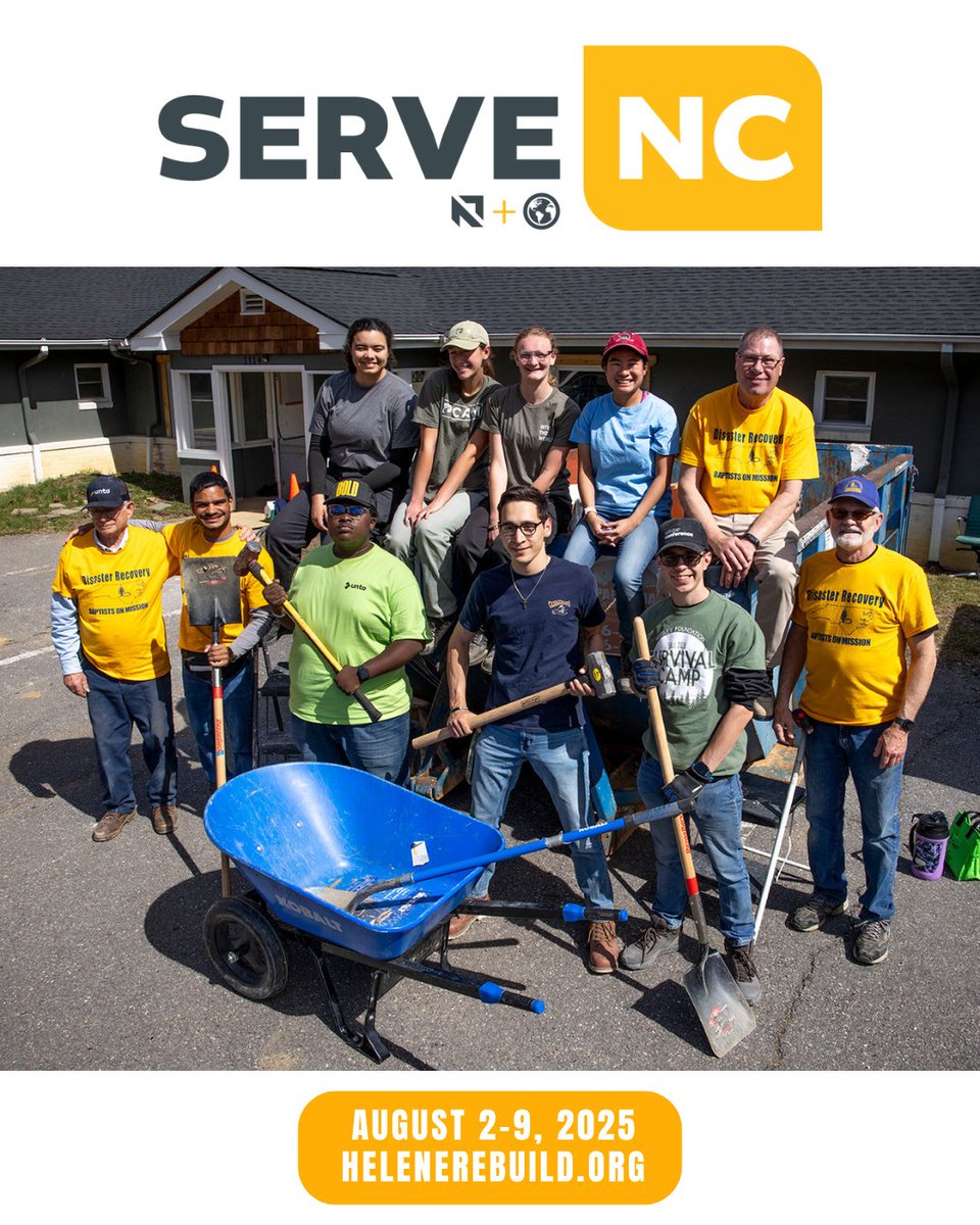 nc_missions's tweet image. Has your church signed up to yet? We'd love to see you at one of our rebuild centers in western NC during the week of Aug 2-9, 2025. Sign up today at helenerebuild.org