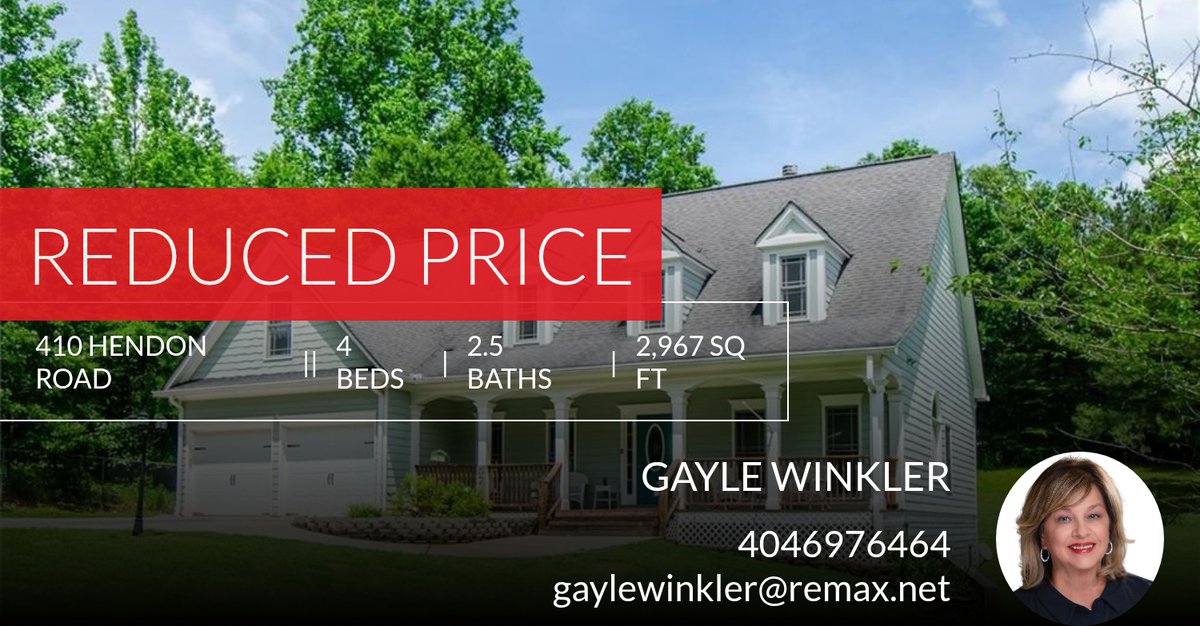 winkskapp's tweet photo. 📍 Reduced Price 📍 This recently reduced home at 410 Hendon Road in Woodstock won't last long, so, don't wait to set up a showing! Reach out here or at 4046976464 for more information!

Gayle Winkler
ReMax Town &amp; Count... https://t.co/sn2C5ryB2e https://t.co/bo0KP1RVqc
