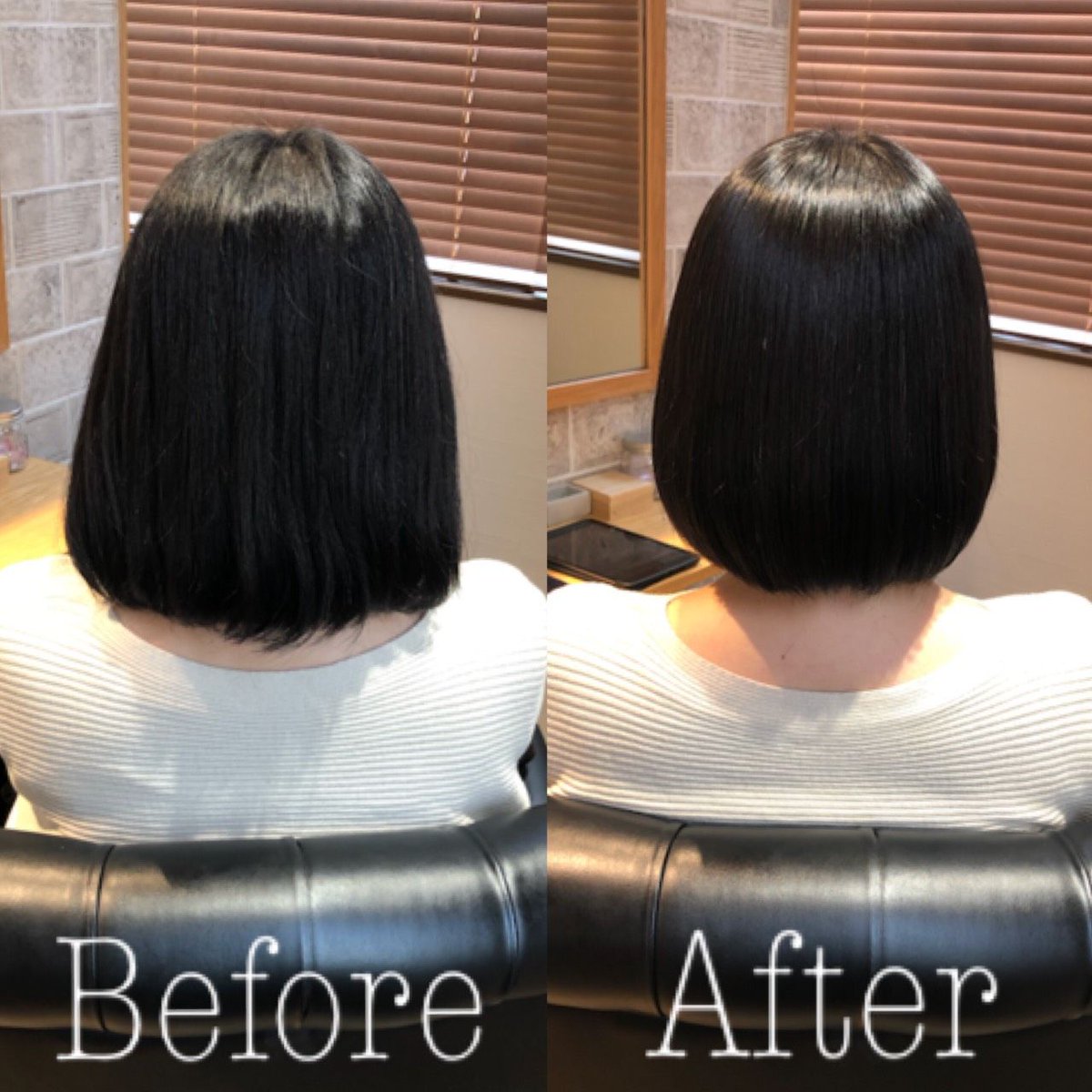 dearssalon's tweet photo. 広がり、扱いにくかった髪が、収まりの良いツヤ髪ボブに 。

お客様からは、

「全く広がっていないですね！明日からのお手入れが楽しみです！」

と喜んでいただくことができました！

▼髪質改善エステの詳細・お��い合わせはこちら
https://t.co/FCFxcIem5K https://t.co/2AAKNohGiA
