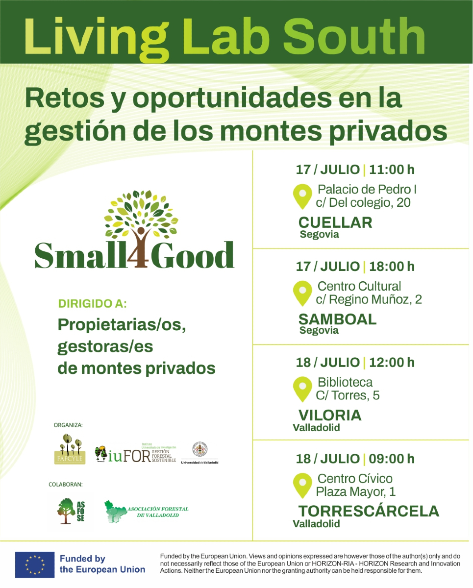 fafcyle's tweet image. 🗓️ 17 y 18 de julio nos vemos en #Cuellar #Samboal #Torrescárcela y #Viloria en el encuentro del #small4good
donde trabajaremos junto a las pequeñas/os propietarias/os forestales para mejorar la gestión de nuestros montes.
¡No faltes! Te esperamos🙂
#HorizonEU #EUProjects