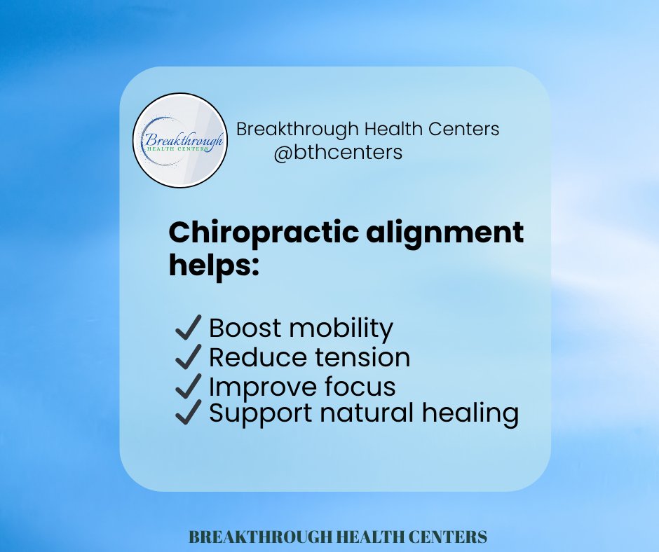 swflnerverelief's tweet image. You stretch, eat well, and stay active but is your spine aligned? Misalignment affects how your body moves, feels, and heals. Swipe to learn why spinal health matters. True wellness starts from within.
#ChiropracTICTuesday #AlignedLiving #SpinalWellness #BreakthroughHealthCenters