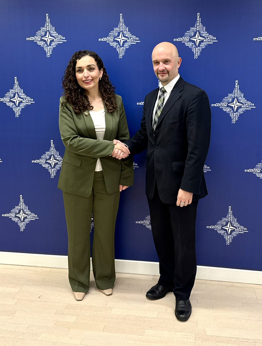 STRATCOMCOE (@stratcomcoe) on Twitter photo Today, we were honored to host H.E. Dr. Vjosa Osmani-Sadriu, President of the Republic of Kosovo 🇽🇰, for a compelling discussion on emerging dynamics in the global information space and the profound impact of technology on strategic communications. Today, we were honored to host H.E. Dr. Vjosa Osmani-Sadriu, President of the Republic of Kosovo 🇽🇰, for a compelling discussion on emerging dynamics in the global information space and the profound impact of technology on strategic communications.