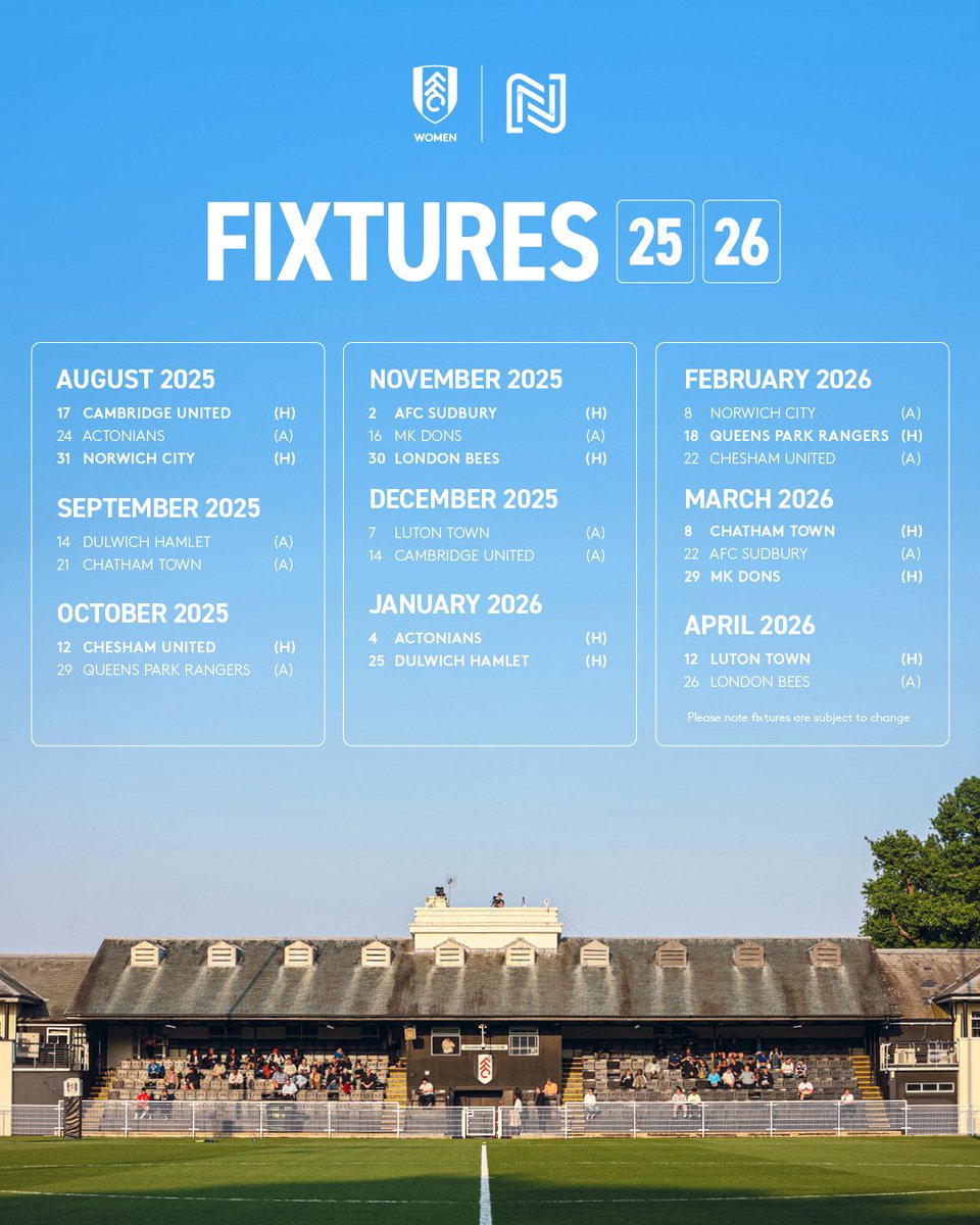 Our 2025/26 <a href="/FAWNL/">FA Women's National League</a> fixtures are confirmed! 📆✅

#FFCW