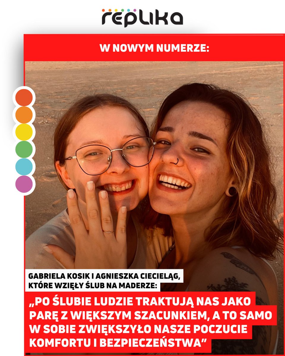 ‼ Lesbijski ślub na Maderze! 🏳️‍🌈 Poznaj historię Gabrysi i Agnieszki! 🏳️‍🌈 Kup 115. numer magazynu LGBTQIA+ „Replika"!
‼ replika-online.pl/kup-replike/ ‼