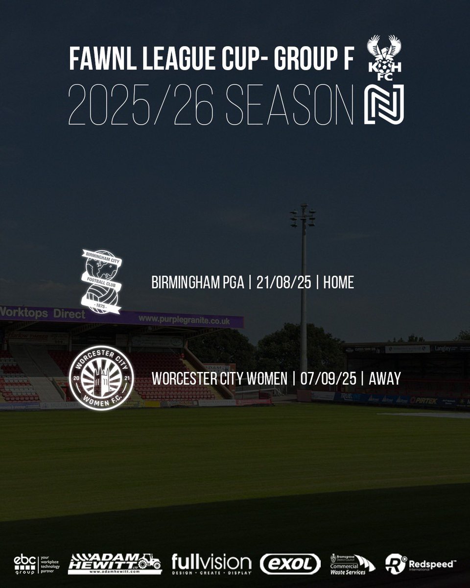 𝗙𝗶𝗿𝘀𝘁 𝗙𝗶𝘃𝗲 𝗶𝗻 𝘁𝗵𝗲 𝗙𝗔𝗪𝗡𝗟

Introducing our first 5 league fixtures, starting with an away trip to <a href="/SFCWomen/">Sheffield FC Women</a>

We also have the <a href="/FAWNL/">FA Women's National League</a> League Cup Group Stage fixtures on the 21/8 and 7/9

#Harriers 🦅 | #FAWNL