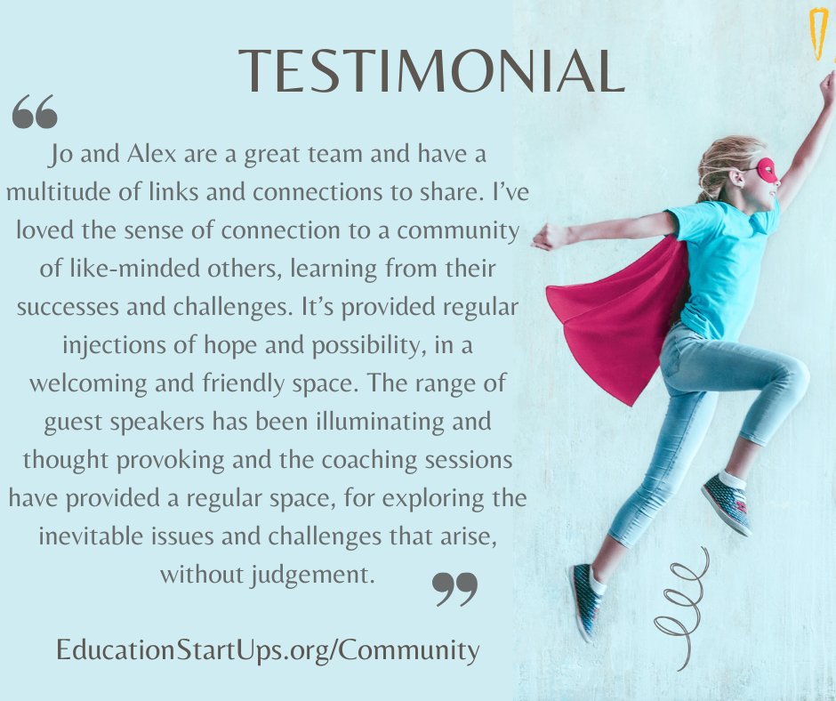 So grateful for these kind words about our #membership for start-up #schools and #learning communities. 
You can find out more at educationstartups.org/community

#StartUps #ReimagineEducation #21stCenturyEducation