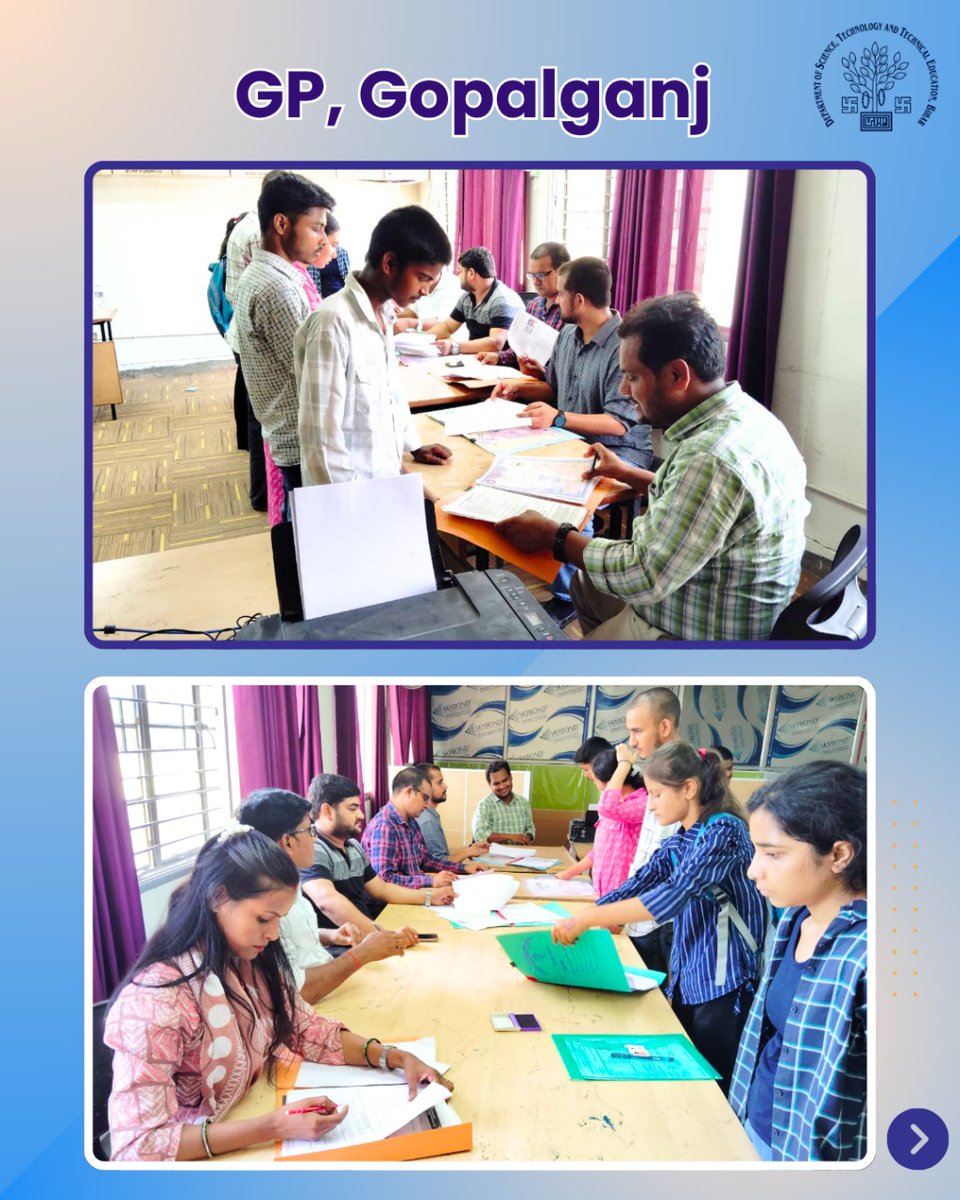 DSTTEBihar's tweet image. The 1st round of admissions at Govt Polytechnic Institutes in Arwal, Gopalganj, Sitamarhi, Bhagalpur &amp;amp; Muzaffarpur was a success! 

Excited students joined with hope &amp;amp; enthusiasm. Best wishes from Dstte Bihar 

#PolytechnicAdmissions #BiharEducation  #Admissions2025