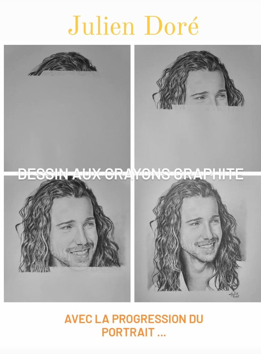 Évolution du dessin de Julien Doré...
Dessin aux crayons graphite sur feuille A3 Bristol