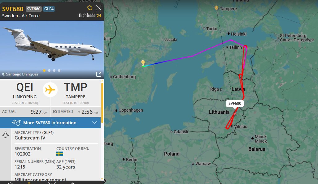 5472_nde's tweet photo. SVF680 #SwedishAF S102B on intel flight #Baltic region. 1120z https://t.co/ZXEFpXfX2l