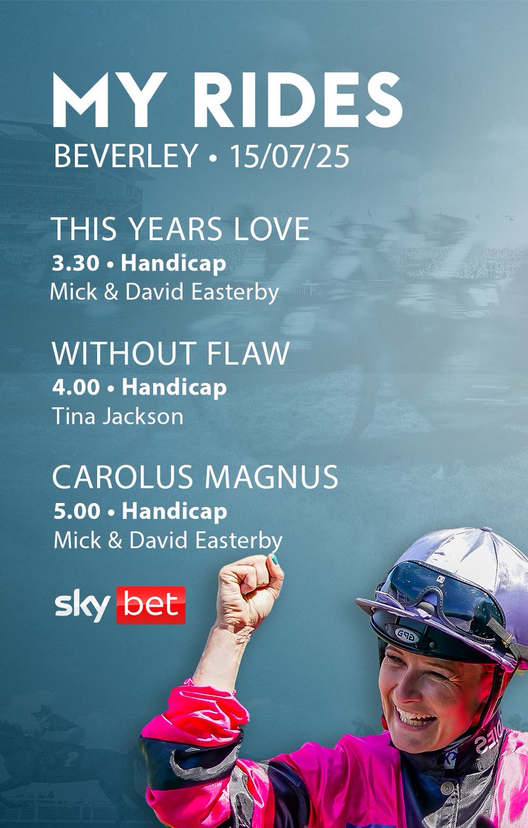 Joanna Mason (@jomason90) on Twitter photo At <a href="/Beverley_Races/">Beverley Racecourse</a> today with 3 rides. Good luck to connections 🤞🏻
<a href="/URSAMAJORRACING/">Ursa Major Racing Ltd</a>
<a href="/SkyBet/">Sky Bet</a> #fingerscrossed At <a href="/Beverley_Races/">Beverley Racecourse</a> today with 3 rides. Good luck to connections 🤞🏻
<a href="/URSAMAJORRACING/">Ursa Major Racing Ltd</a>
<a href="/SkyBet/">Sky Bet</a> #fingerscrossed