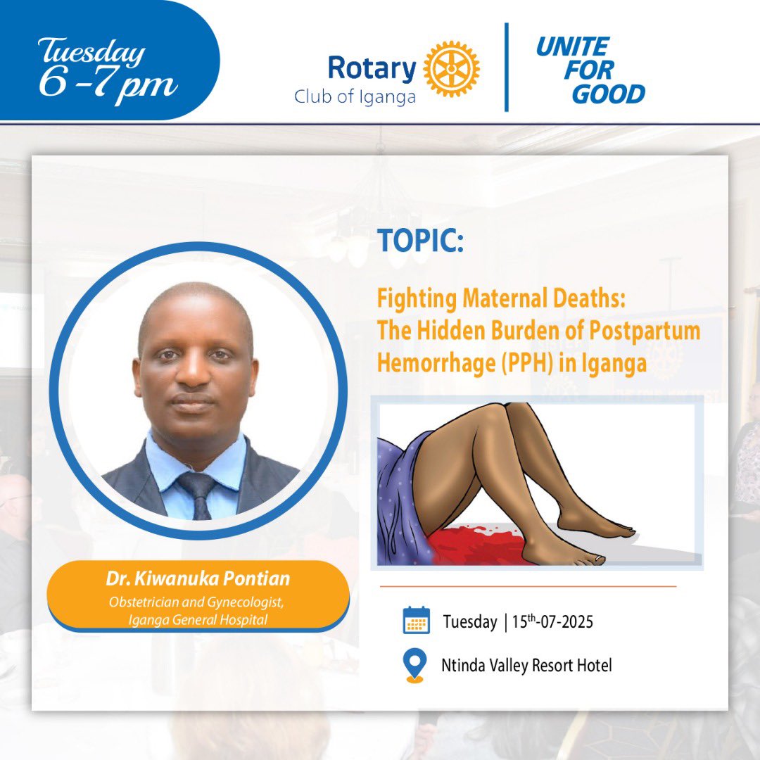 Rotary Club of Iganga D9213 (@rotaryiganga) on Twitter photo Today at Rotary Club of Iganga
We’re spotlighting the Burden of Postpartum Hemorrhage (PPH) in Iganga, a leading cause of maternal deaths.
Let’s talk solutions, impact, and saving mothers' lives.
#RotaryCares #MaternalHealth #PPH #SaveMothers #Iganga <a href="/Rotary/">Rotary International</a> Today at Rotary Club of Iganga
We’re spotlighting the Burden of Postpartum Hemorrhage (PPH) in Iganga, a leading cause of maternal deaths.
Let’s talk solutions, impact, and saving mothers' lives.
#RotaryCares #MaternalHealth #PPH #SaveMothers #Iganga <a href="/Rotary/">Rotary International</a>