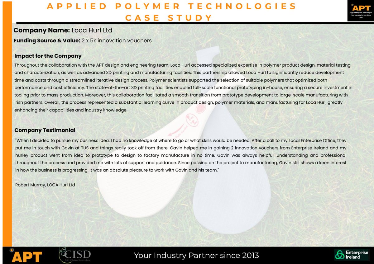 APT Applied Polymer Technologies (@apt_ireland) on Twitter photo This week we’re wrapping up our case study series with a spotlight on Loca Hurl Ltd, a project supported by <a href="/apt_ireland/">APT Applied Polymer Technologies</a> design team and funded through <a href="/Entirl/">Enterprise Ireland</a> via the <a href="/EITechGateway/">Enterprise Ireland Technology Gateways</a>. Coming Soon: Our NEW #TakeoffTuesday Equipment Series!#apt #ResearchAndDevelopment #EUinmyregion This week we’re wrapping up our case study series with a spotlight on Loca Hurl Ltd, a project supported by <a href="/apt_ireland/">APT Applied Polymer Technologies</a> design team and funded through <a href="/Entirl/">Enterprise Ireland</a> via the <a href="/EITechGateway/">Enterprise Ireland Technology Gateways</a>. Coming Soon: Our NEW #TakeoffTuesday Equipment Series!#apt #ResearchAndDevelopment #EUinmyregion